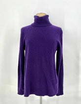 Womens Size Large Neiman Marcus Sweater Cashmere Collection Purple Turtle Neck - RealThreads